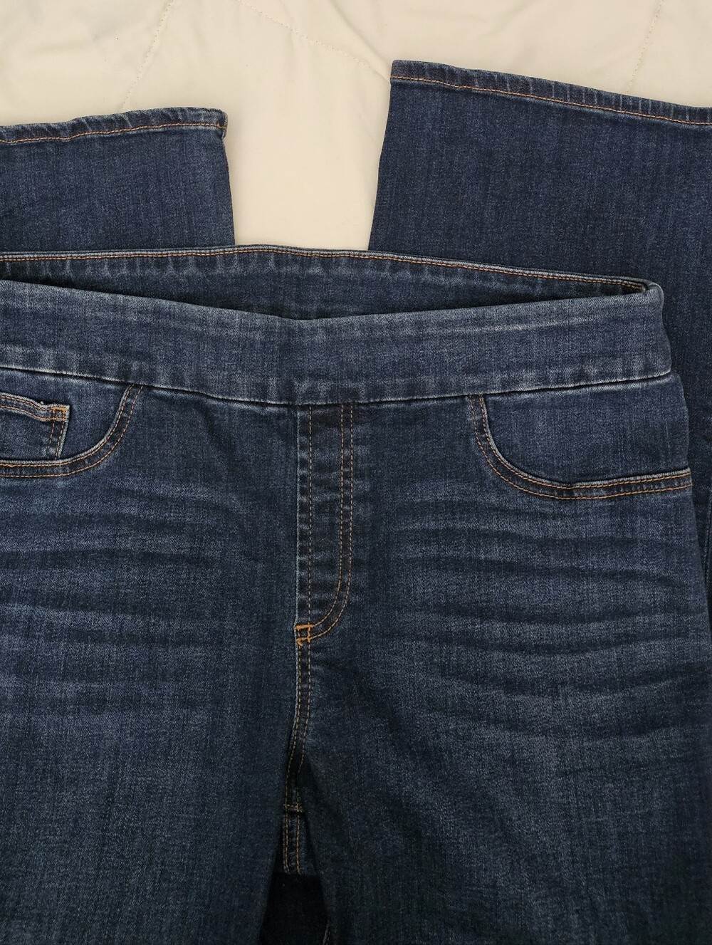 Dark Blue Women's Stretch Bootcut Jeans Size 2P (Size 12 Equivelent)